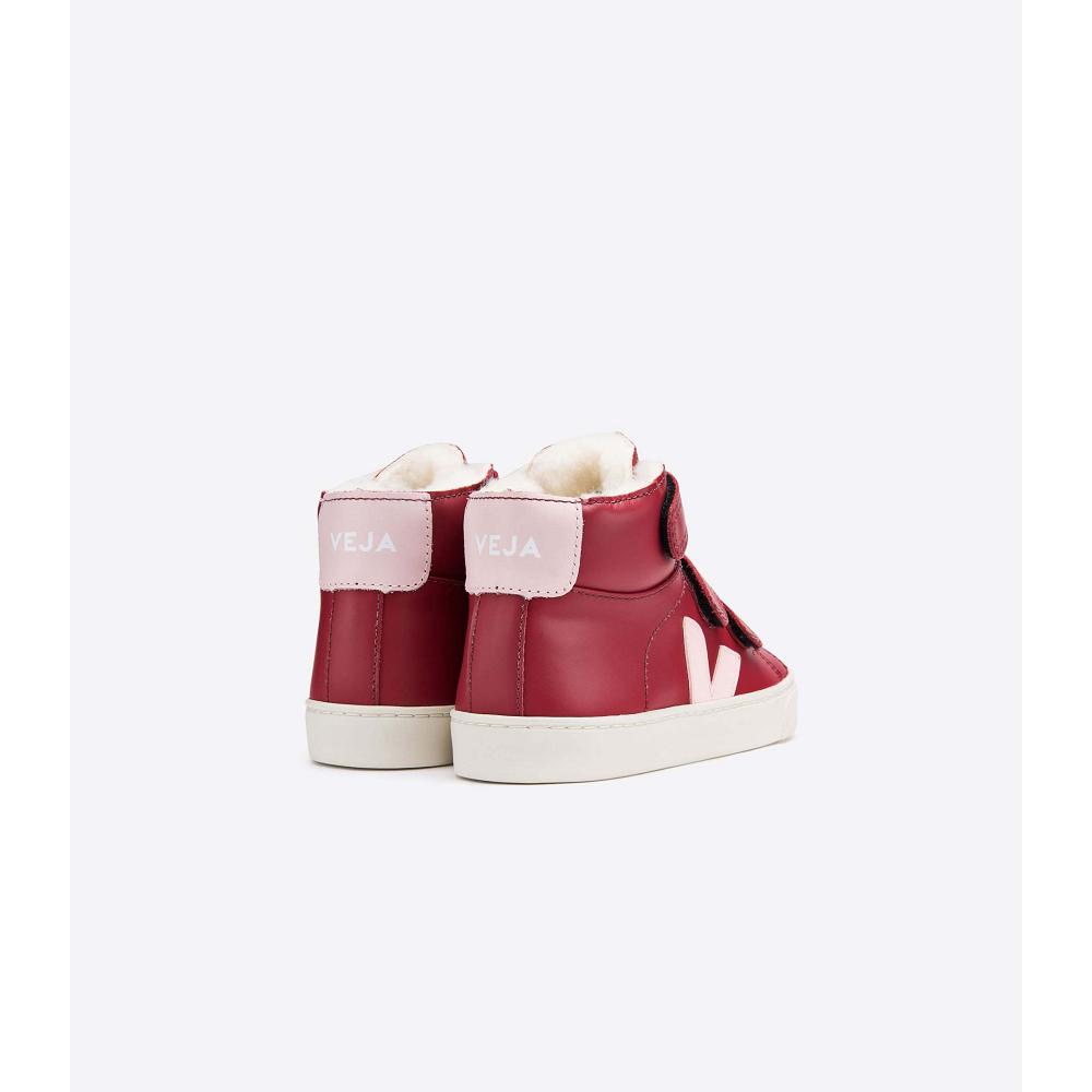 Kids' Veja ESPLAR MID FURED LEATHER High Tops Red | SG 682UZG